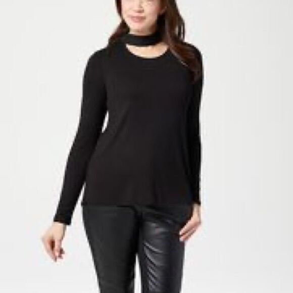Lisa Rinna Collection Banded Neck Long Sleeve Top - Picture 1 of 6